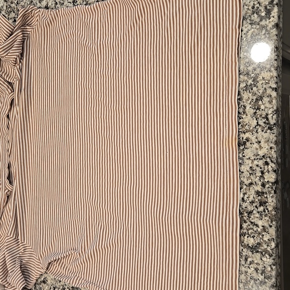 ALLSAINTS TONIC ROKU SS CREW T-SHIRT. SIZE X-LARGE. STRIPED. BROWN/CREAM. - Picture 10 of 10